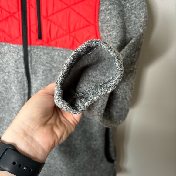 ZYIA Active Red Gray Quilted Ash Cabin Jacket Full Zip Fleece large - Picture 7 of 10